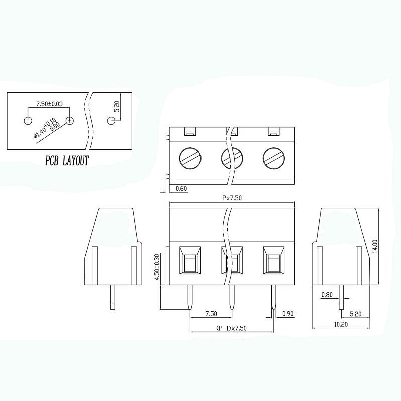 pcb terminal block 3 pin