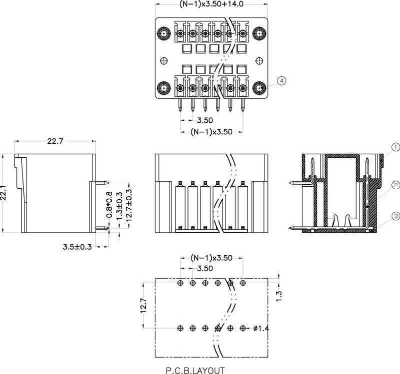 2 pin terminal block